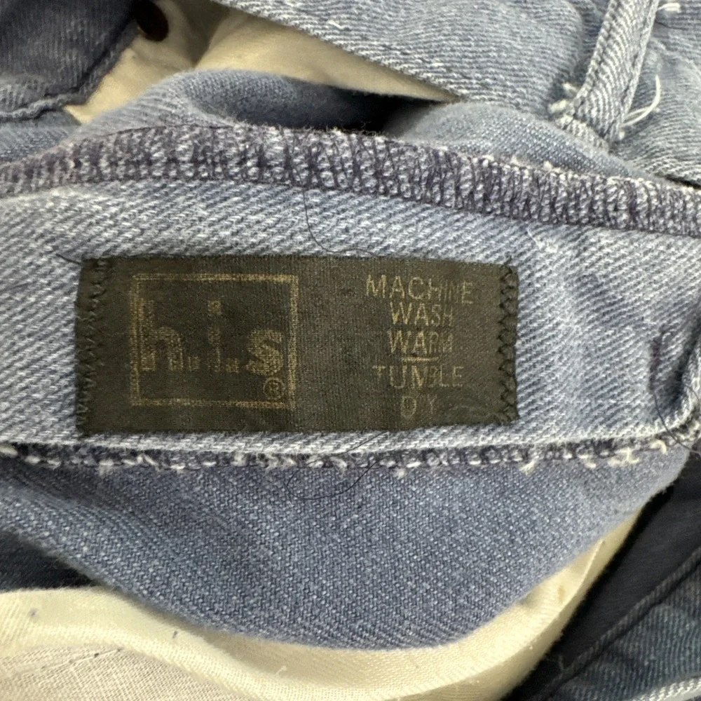 Vintage H.I.S Jeans Womens 25x328 Blue Flare Boho Distressed Faded Light‎ Denim